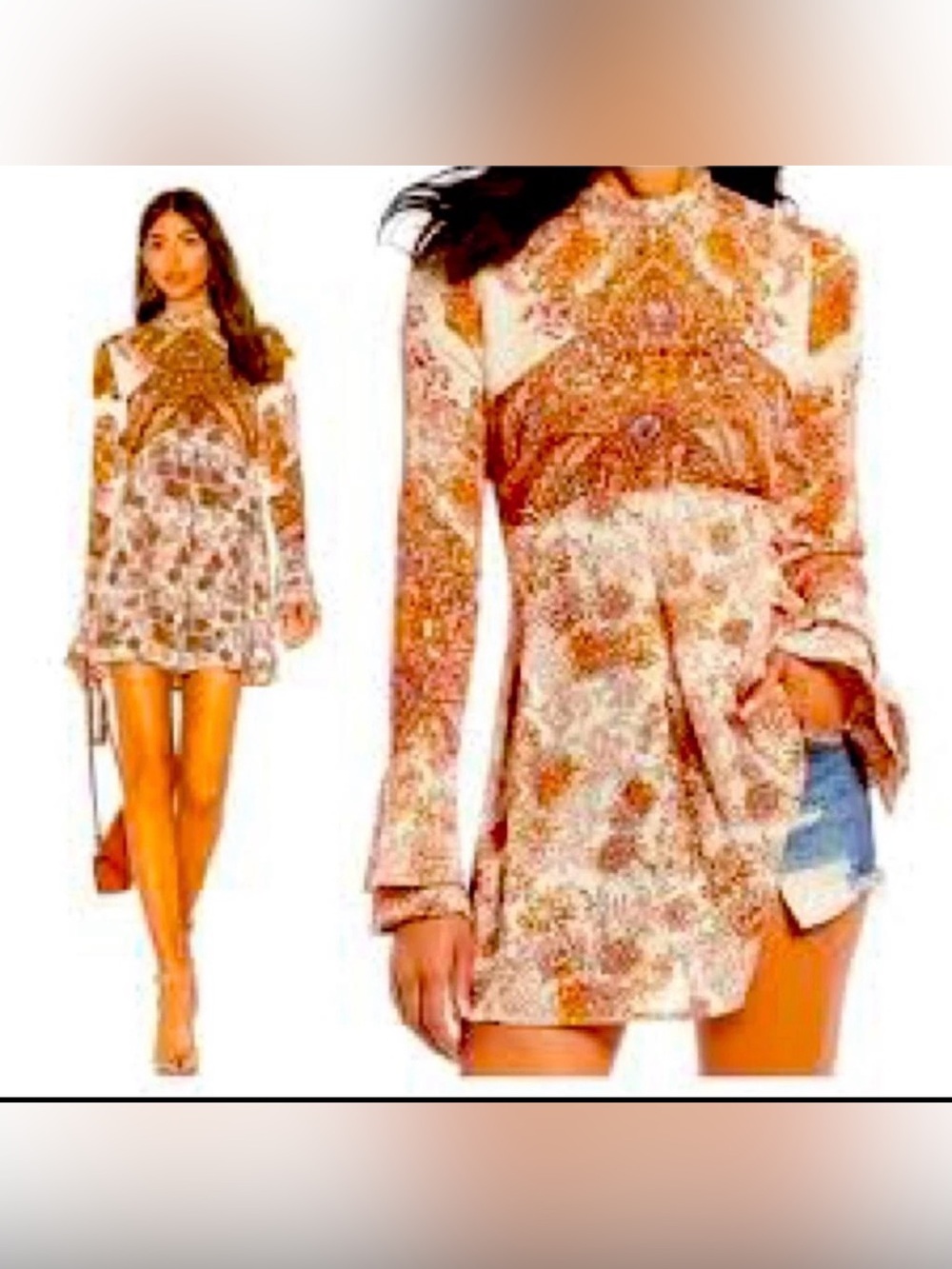 Free People Lady Luck Tunic Keyhole BackFloral Tunic Size Small